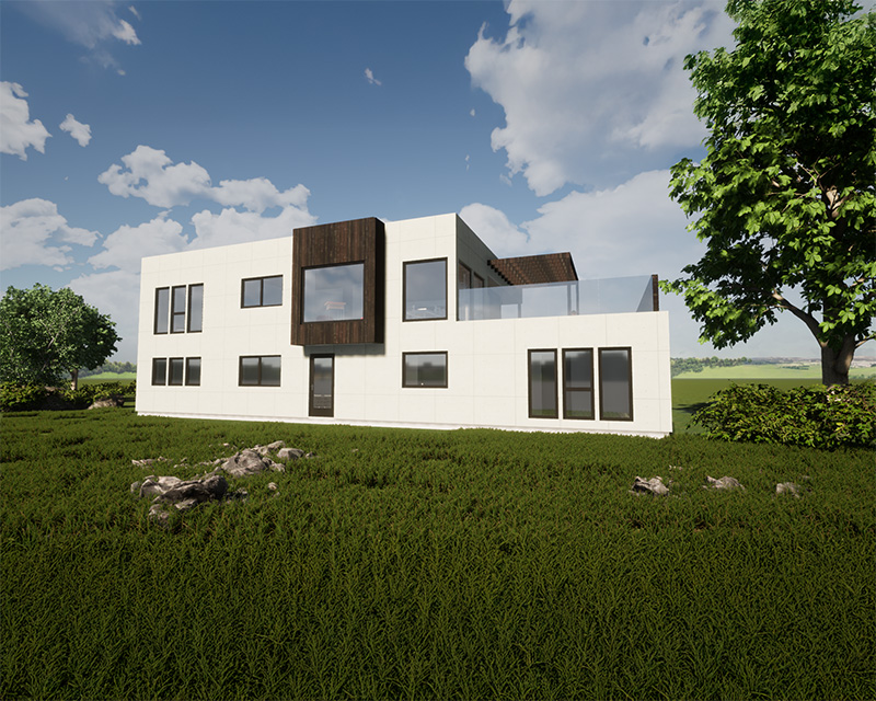 Arkitekttegning av enebolig Eldevik Byggrådgivning